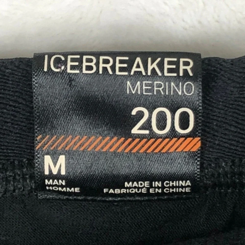ICEBREAKER Merino 200 Oasis Thermal Leggings Men's M Black Base Layer Winter Ski